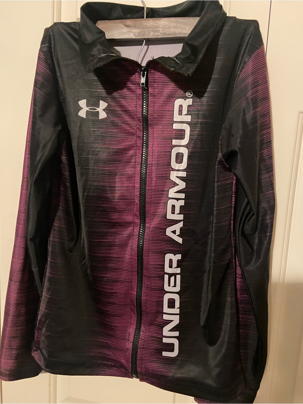 Under Armour Black and Purple Striped Performance Zip Jacket